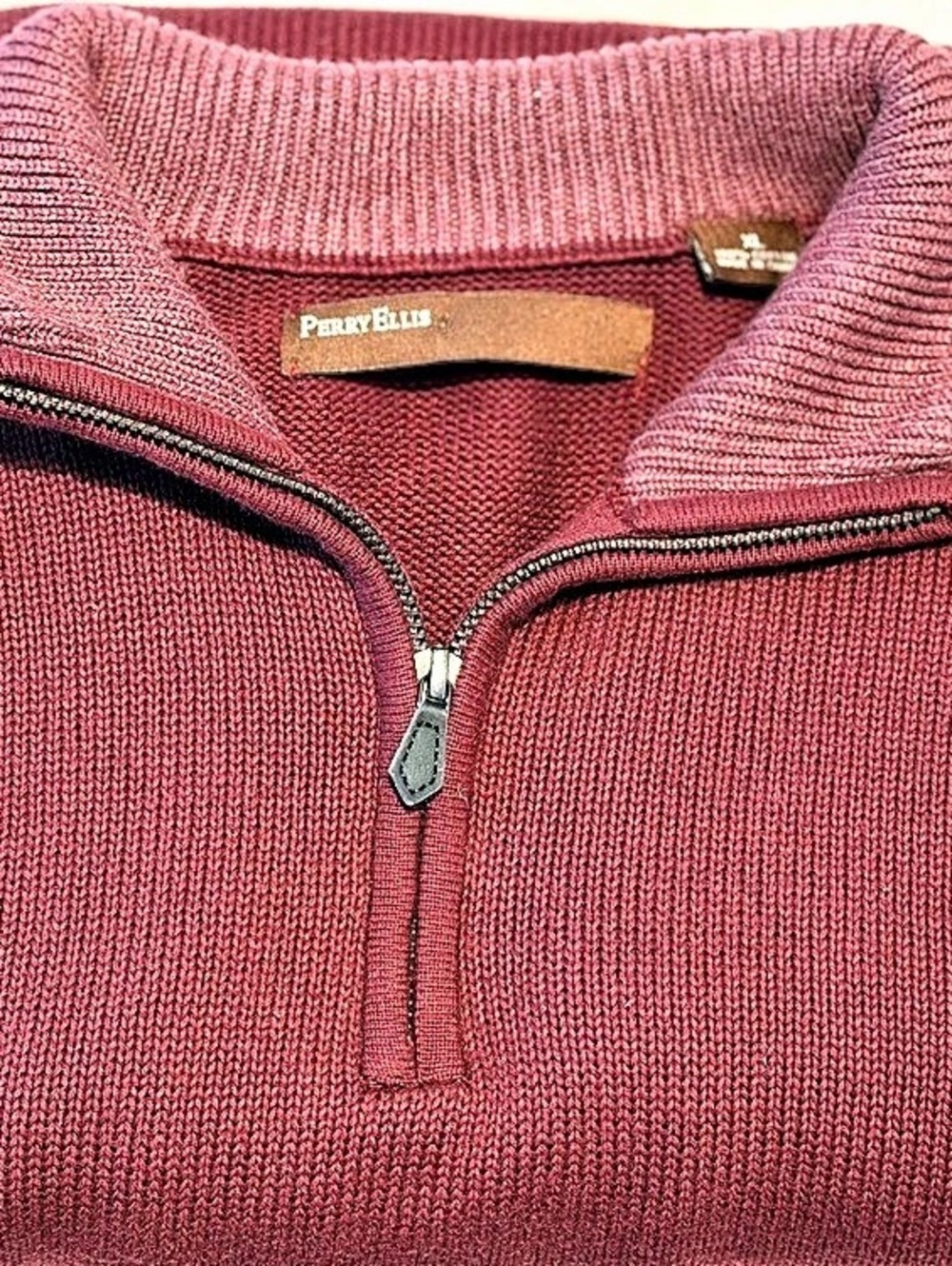 Perry Ellis Men's Cotton Quarter-Zip Sweater Size XL